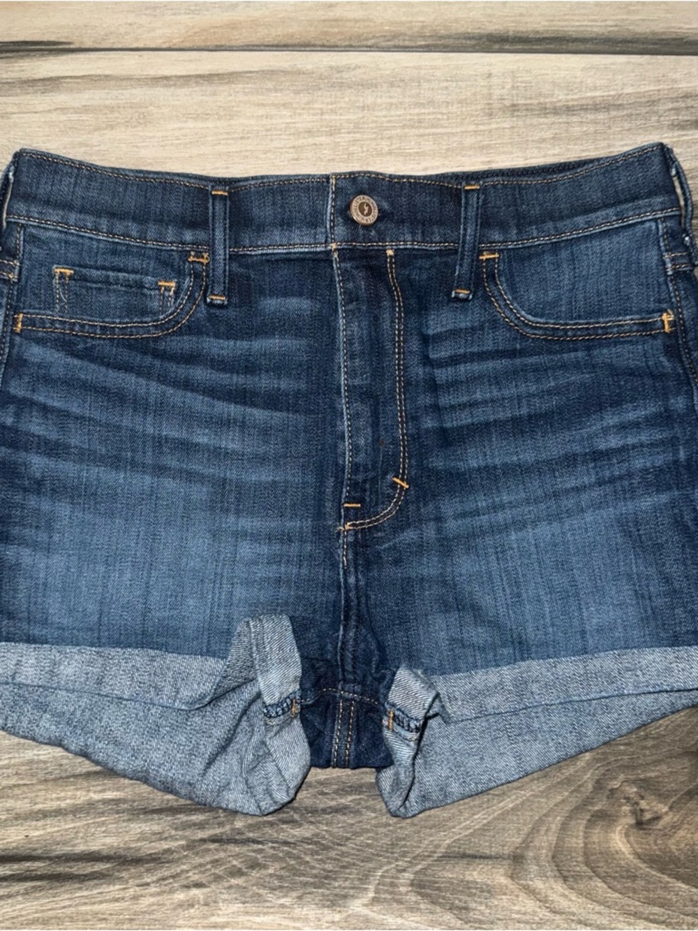 Hollister Women's Dark Blue Denim Jeans with Contrast Stitching